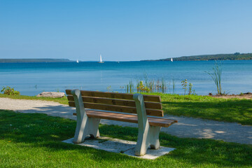 Relaxing on the lake on a warm spring day