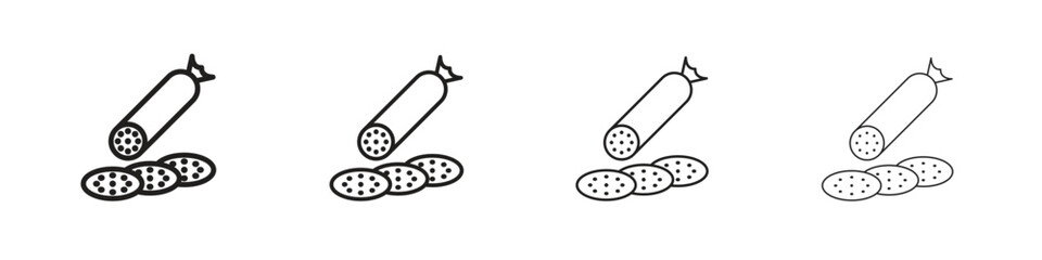 Salami icon simple black vectors pack. Design infographic element