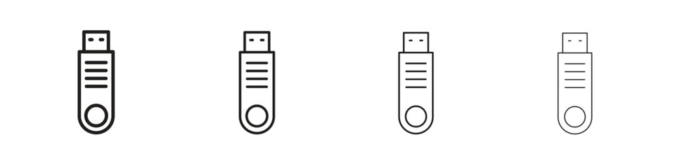 Pendrive icon simple black vectors pack. Design infographic element