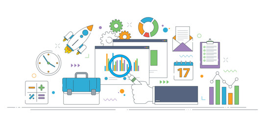 Business analysis planning and productivity illustration.