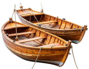   Weathered Vintage Fishing Boats with Shadow Depth – Transparent Background