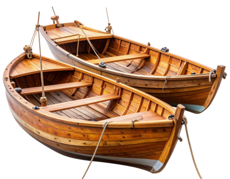   Weathered Vintage Fishing Boats with Shadow Depth – Transparent Background