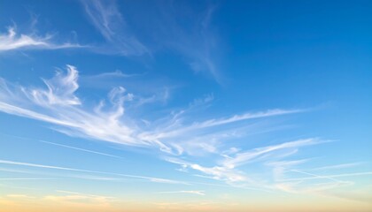 Obraz premium A serene sky, dotted with wispy clouds