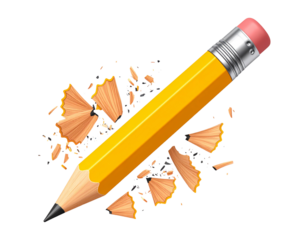  Broken Yellow Pencil with Shavings and Sketch Line – Realistic Top View