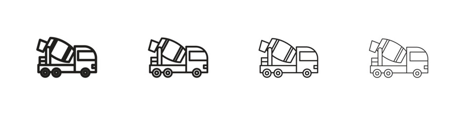 Cement truck icon simple black vectors pack. Design infographic element