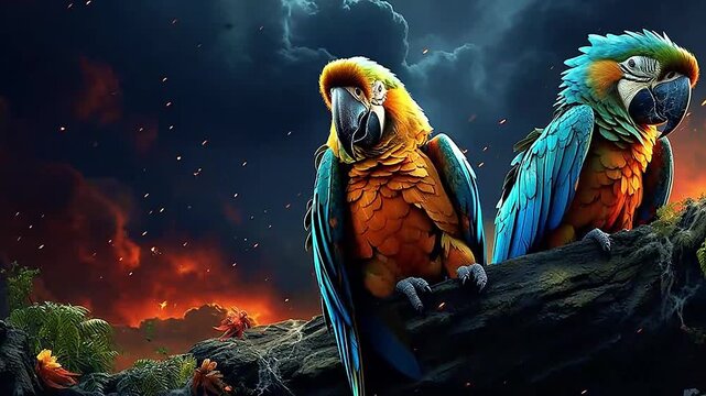 Galaxy Version of parrots world realistis,ai generative