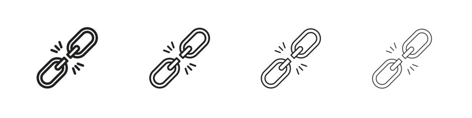 Broken link icon simple black vectors pack. Design infographic element