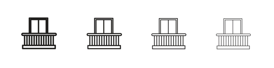 Balcony icon simple black vectors pack. Design infographic element