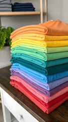 stack of colorful towels