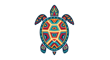 Colorful Tribal Turtle Shell Design Illustration