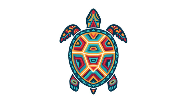 Colorful Tribal Turtle Shell Design Illustration