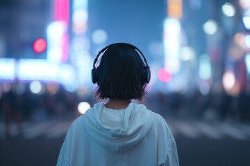 A person attempts to find a moment of peace by blocking out the chaotic stimuli of a city at night. It illustrates sensory overload, a common trigger for anxiety and panic
