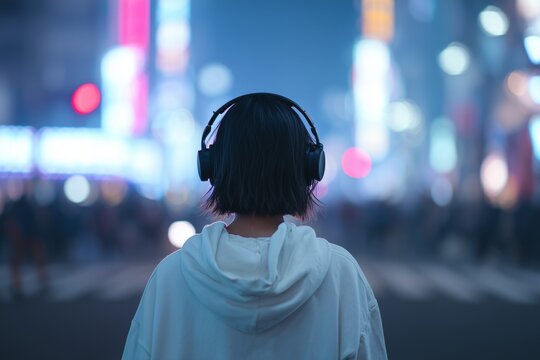 A person attempts to find a moment of peace by blocking out the chaotic stimuli of a city at night. It illustrates sensory overload, a common trigger for anxiety and panic