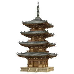 Naklejka premium A traditional East Asian multi tiered wooden pagoda with dark gray roofs a stone base Historic architectural building