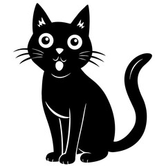 black and white cat vector
