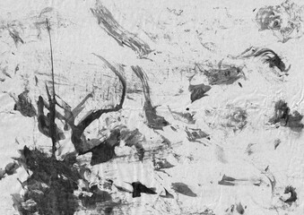 Black and white paint brush strokes texture. Grunge background template for overlay. Abstract ink smear and smudge graphic element.