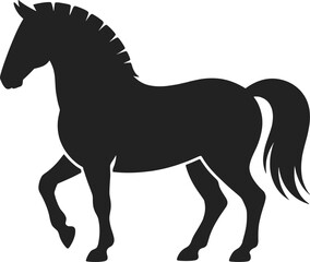 Obraz premium Silhouette of a majestic horse in motion black white