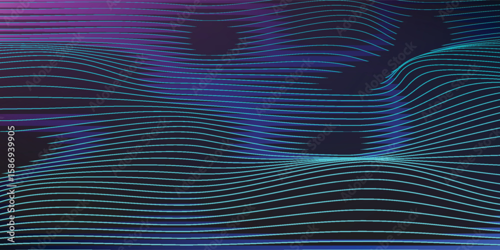 Wall mural abstract technology waving particles mesh background design. abstract wave moving dots flow particle