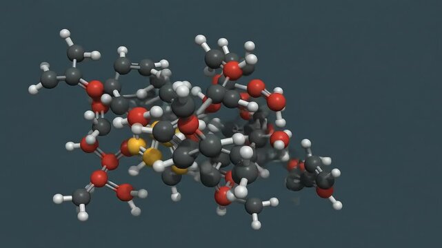 Detailed 3D Molecular Structure Illustration Against Dark Blue Background