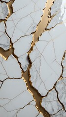 Elegant Marble Veins Golden Accent on White Stone - An Exquisite Texture for Design and Decoration.