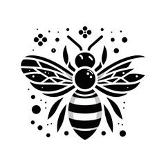 A bee with translucent wings holding a honey dipper