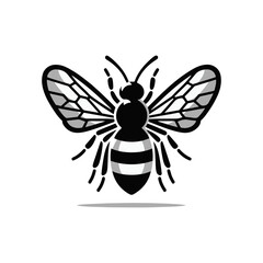 A bee with translucent wings holding a honey dipper