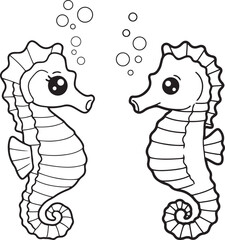 Playful marine animal stickers, Sea horse