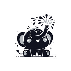 A blushing elephant spraying water with its trunk
