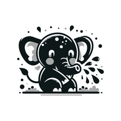 A blushing elephant spraying water with its trunk