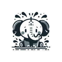 A blushing elephant spraying water with its trunk