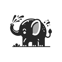 A blushing elephant spraying water with its trunk