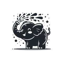 A blushing elephant spraying water with its trunk