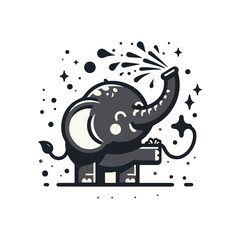 A blushing elephant spraying water with its trunk