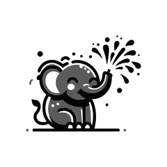 A blushing elephant spraying water with its trunk