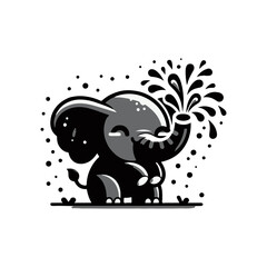 A blushing elephant spraying water with its trunk