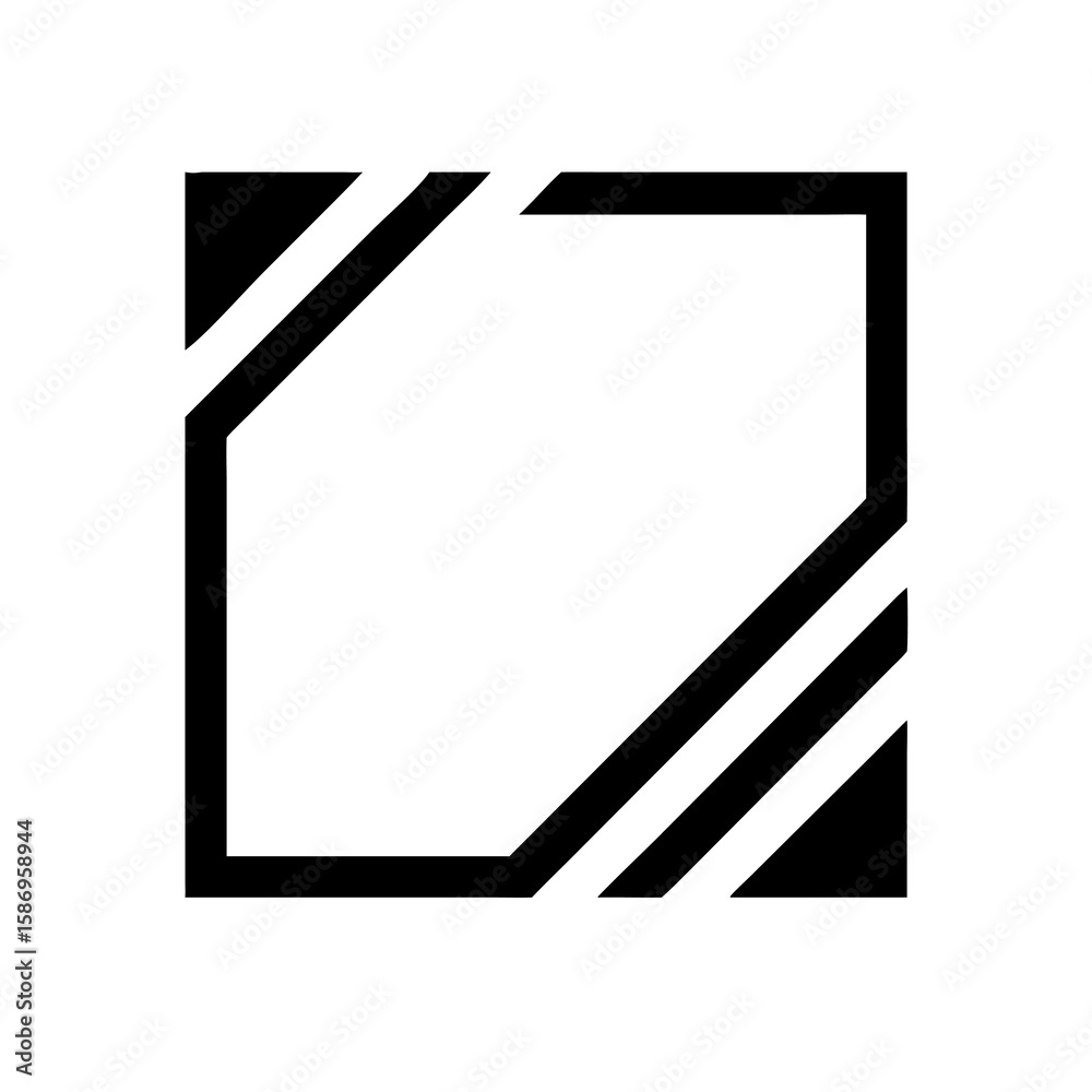 Poster abstract square frame with diagonal lines design element for modern graphics and creative projects, 