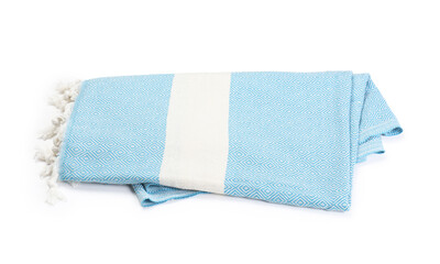 Fototapeta premium One beach towel isolated on white, top view