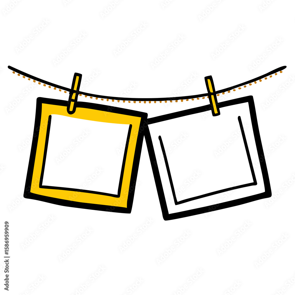Poster a whimsical photo display with hanging frames a charming graphic featuring two frames suspended from