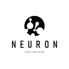minimalist neuron logo design with cell silhouette dna neuron atom illustration symbol template