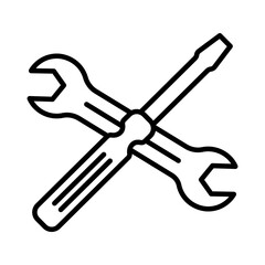  screwdriver, wrench icon white on backgrround