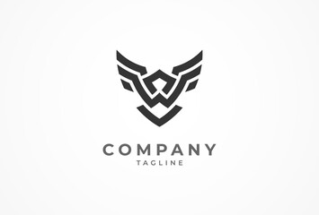 Initial W Eagle logo, eagle bird with letter W combination, vector illustration