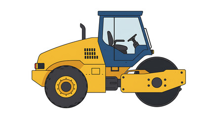 Illustrative Road Roller Construction Vehicle Icon for Infrastructure and Development Projects