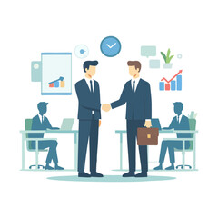 A business duo shaking hands after a deal