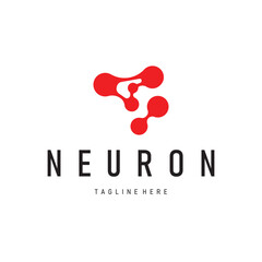 minimalist neuron logo design with cell silhouette dna neuron atom illustration symbol template