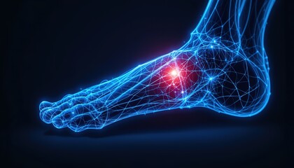 Detailed anatomical representation of a human foot.