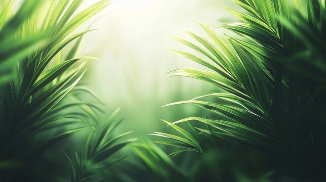Lush greenery frames a radiant, sun-drenched jungle.