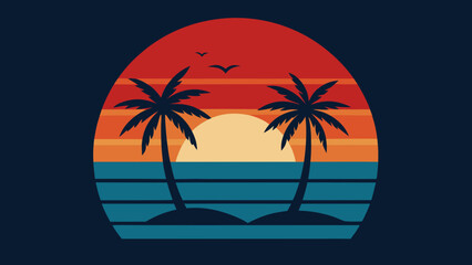 Obraz premium Vintage Travel Poster Background a Classic Sunset Retro Nostalgic Illustration