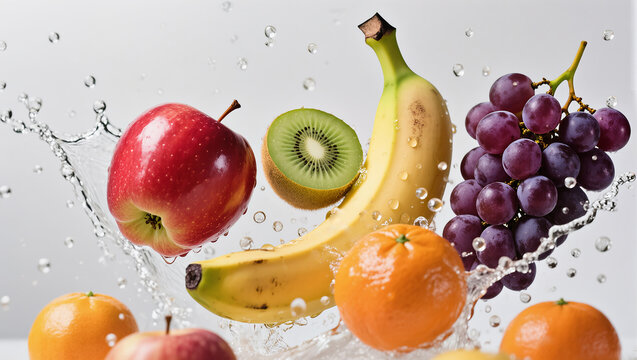 fresh fruit in water splash - Powered by Adobe