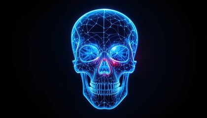 3d rendering of a human skull with highlighted anatomical structures.