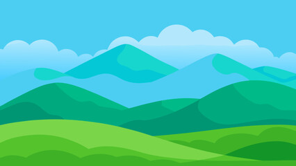 Serene Wide Landscape Illustration Background Scene Peaceful Calm Nature